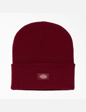 Chapeaux Dickies Cuffed Knit Rouge Foncé | 742PKDSFB