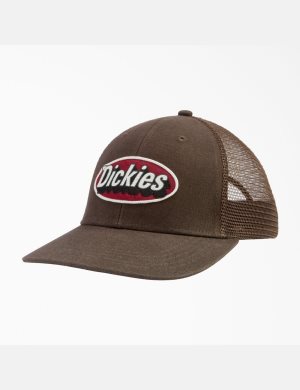 Chapeaux Dickies Patch Logo Trucker Marron Foncé | 192BDIWZX