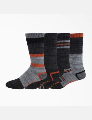 Chaussettes Dickies Rayé Crew Grise Foncé Noir Orange | 670NUPODI