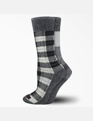 Chaussettes Dickies Thermal Plaid Crew Blanche | 421VYJGMR