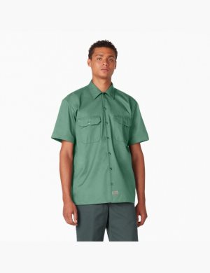 Chemises De Travail Dickies Corta Sleeve Vert Foncé | 276SJBHWK