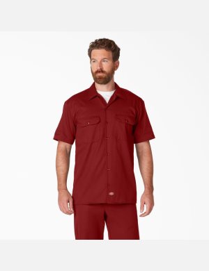 Chemises De Travail Dickies Corta Sleeve Rouge | 346XMNEUS