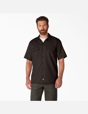 Chemises De Travail Dickies Corta Sleeve Marron Foncé | 530MLJHCK