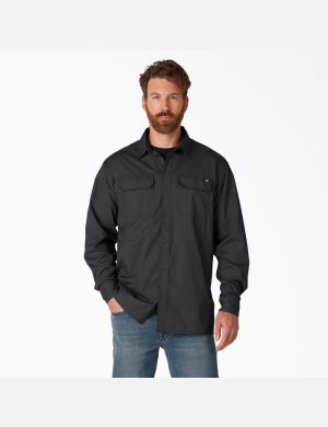 Chemises De Travail Dickies FLEX Ripstop Long Sleeve Noir | 059DZXOIK