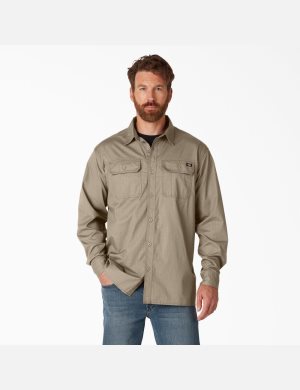 Chemises De Travail Dickies FLEX Ripstop Long Sleeve Marron | 532QXOBHD