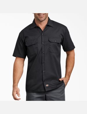 Chemises De Travail Dickies Relaxed Fit Corta Sleeve Noir | 872MZBPTU