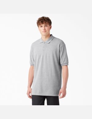 Chemises Dickies Adult Size Pique Corta Sleeve Polo Grise | 406HZDYXU