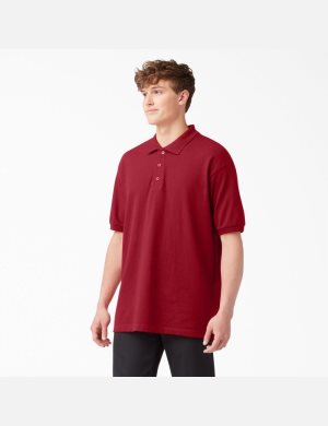 Chemises Dickies Adult Size Pique Corta Sleeve Polo Rouge | 931YCHVUX