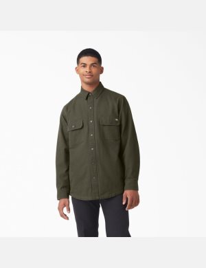 Chemises Dickies Duck Flannel-Doublée Vert | 037SJKGUY