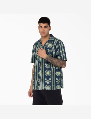 Chemises Dickies Kelso Summer Pattern Corta Sleeve Bleu | 509PRJZUF