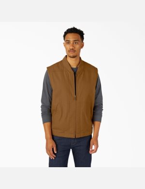 Gilet Dickies High Pile Fleece Doublée Duck Marron | 452PXCDBU