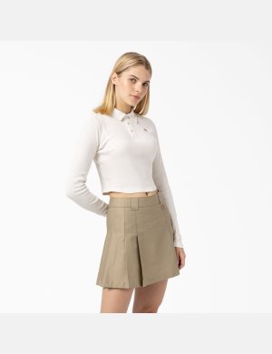 Hauts Courts Dickies Tallasee Long Sleeve Polo Blanche | 327RPIDAN