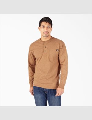 Hauts Dickies Heathered Heavyweight Henley T-Shirt Marron | 890CSEPOD