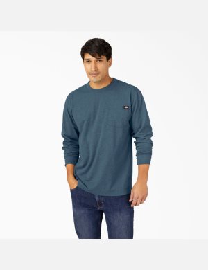 Hauts Dickies Long Sleeve Heathered Heavyweight Crew Neck Bleu | 714FUDRVL