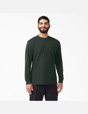 Hauts Dickies Long Sleeve Heavyweight Henley Vert | 015DQHZVI