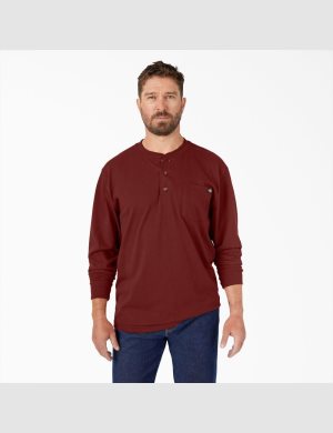 Hauts Dickies Long Sleeve Heavyweight Henley Marron | 140VOKUEF