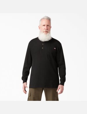 Hauts Dickies Long Sleeve Heavyweight Henley Noir | 541NEXDLH