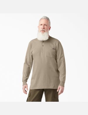 Hauts Dickies Long Sleeve Heavyweight Henley Marron | 627BDTPJS