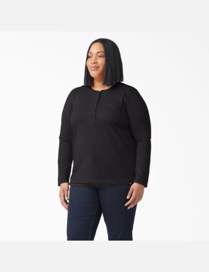 Hauts Dickies Plus Heavyweight Henley Noir | 402IRZDXV