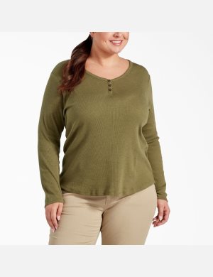 Hauts Dickies Plus Henley Shirt Vert Olive | 801UAZPSI