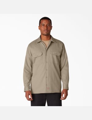 Hauts Dickies Travail Shirt Marron | 401NZXJAI