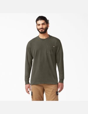 Long Sleeve Dickies Heavyweight Crew Neck T-Shirt Vert | 391FQBRSO