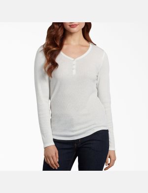 Long Sleeve Dickies Henley Shirt Blanche | 312GEYICK