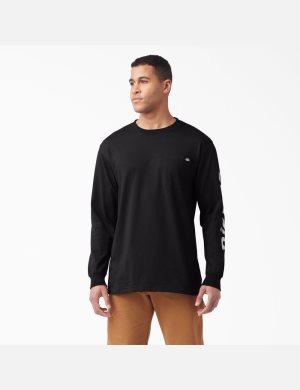 Long Sleeve Dickies Logo Graphique T-Shirt Noir | 380VODKFS