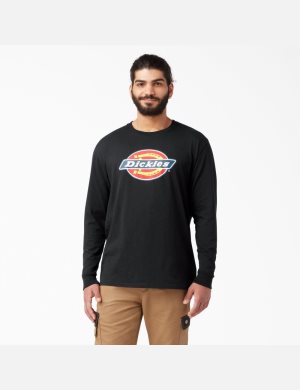 Long Sleeve Dickies Regular Fit Icon Graphique T-Shirt Noir | 185SDPELO