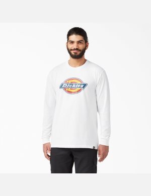 Long Sleeve Dickies Regular Fit Icon Graphique T-Shirt Blanche | 861LNMDAC