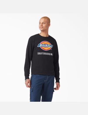 Long Sleeve Dickies Skateboarding Logo Graphique T-Shirt Noir | 360RDAISP