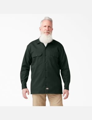 Long Sleeve Dickies Travail Shirt Vert | 605VHOZDY