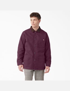 Manteaux Dickies Stonewashed Duck Doublée Chore Violette Bordeaux | 719QMHIFP