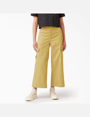 Pantalon Cargo Dickies Twill Crop Kaki Foncé | 481XKWBTM