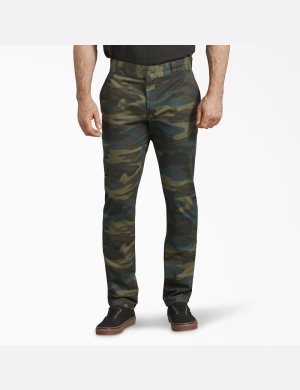 Pantalon De Travail Dickies Mince Fit Droit Leg Vert Camouflage | 408HYNAIB