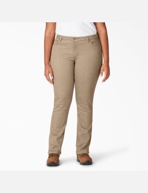 Pantalon Dickies Perfect Shape Plus Droit Leg Stretch Denim Marron | 062RCPOGM