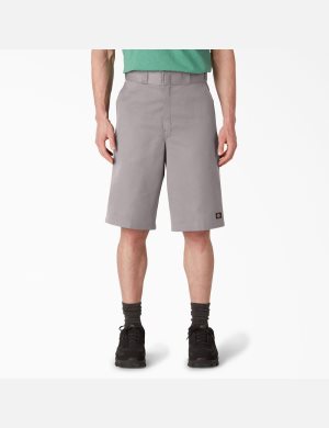 Shorts Dickies Loose Fit Plates Front Argent | 109VQABEH