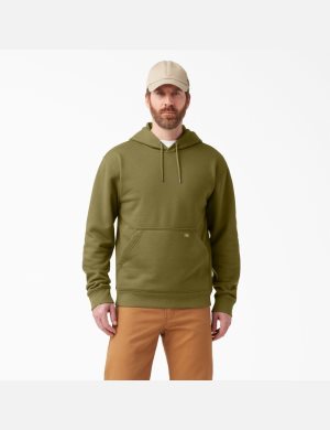 Sweat À Capuche Dickies D'eau Repellent Logo Sleeve Vert | 894VRONWY