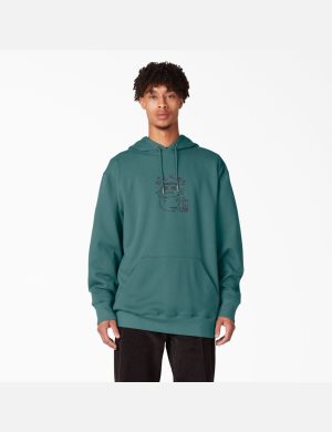 Sweat À Capuche Dickies Franky Villani Drunkula Graphique Vert | 306NXFRKE