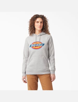 Sweat À Capuche Dickies Heavyweight Logo Grise | 067TDKHRI