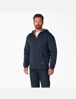 Sweat À Capuche Dickies High Pile Fleece Doublée Full Zip Bleu Marine | 796JNDTEX