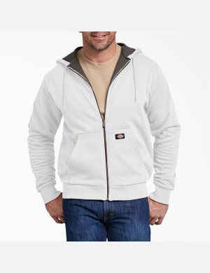 Sweat À Capuche Dickies Thermal Doublée Fleece Zip Blanche | 204ADWILY