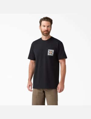 T Shirts Dickies 100 Year Anniversary Noir | 598EFTQNA