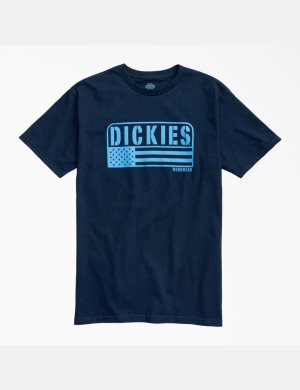 T Shirts Dickies American Flag Graphique Bleu Marine Bleu | 623JPKZYF