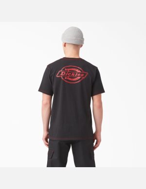 T Shirts Dickies Back Logo Graphique Noir Rouge | 068HDCNEI