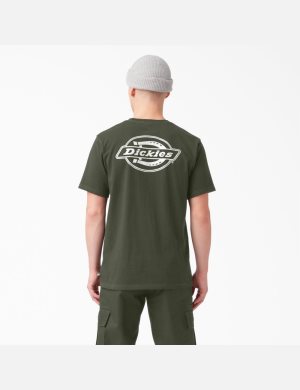 T Shirts Dickies Back Logo Graphique Vert Olive Vert | 053RXCZYU