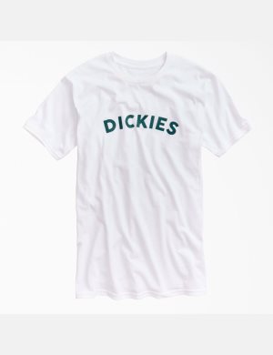 T Shirts Dickies Block Text Graphique Blanche | 698HMFULS