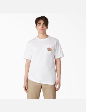 T Shirts Dickies Chest Logo Pocket Blanche | 453VYPAQI