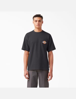 T Shirts Dickies Chest Logo Pocket Noir | 853NMDBZA