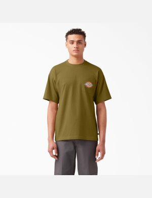 T Shirts Dickies Chest Logo Pocket Vert | 417JRQCDP